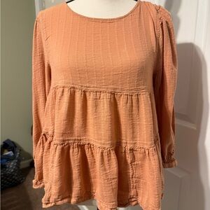 American Eagle Outfitters Apricot Tiered Blouse